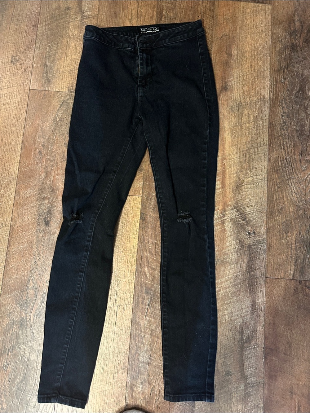 American Bazi Black Skinny Jeans with Knee Rips